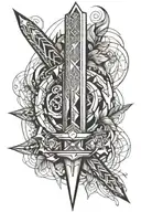 dagger geometric  fore arm sleeve tattoo design idea