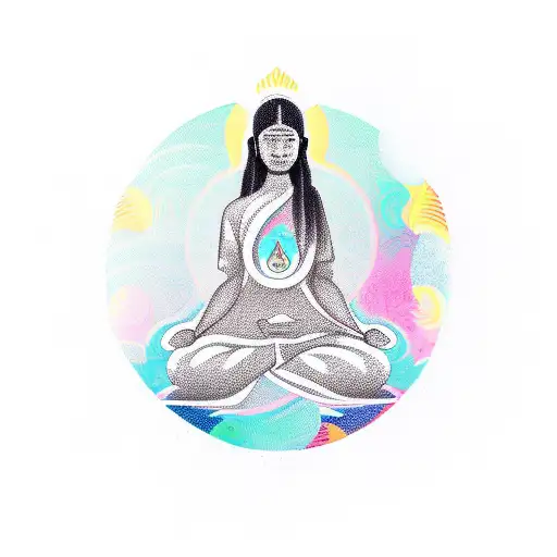 woman in meditation pose tattoo design idea