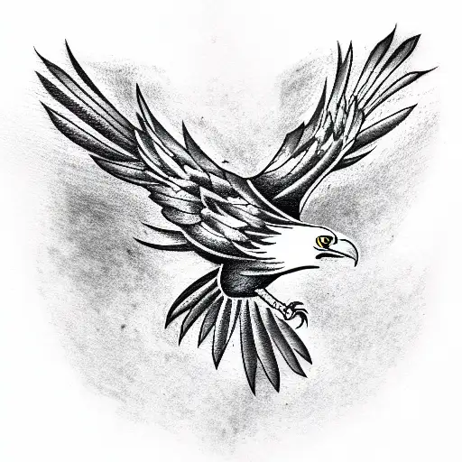 a crow carrying a eagles feather tattoo design idea