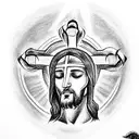 Jesus cross with a crown hanging on it tattoo design idea