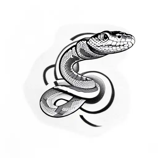 Snake with geometric pattern on skin tattoo design idea