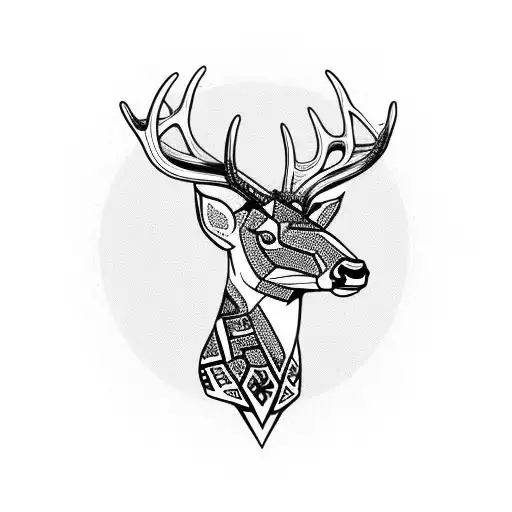 proud powerful deer head with antlers tattoo design idea