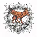 wolf eagle forest scene tattoo design idea
