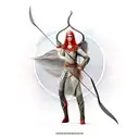 elven archer with red sun background tattoo design idea