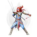 elven archer with red sun background tattoo design idea