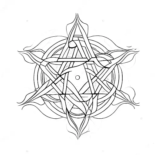 Celestial pentagram tattoo design idea