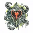 a monster heart trying to escape from the chest representing the rage and sadness trying to escape  tattoo design idea