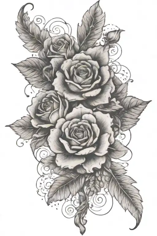 A floral design with each flower representing a different family member, intertwined with the word 'God' tattoo design idea