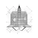 architecture and construction inspired. include floor plan. tattoo design idea