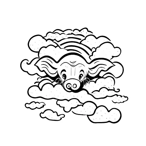  dumbo ears in cloud tattoo design idea