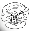  dumbo ears in cloud tattoo design idea