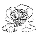  dumbo ears in cloud tattoo design idea