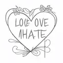 Love and Hate tattoo design idea