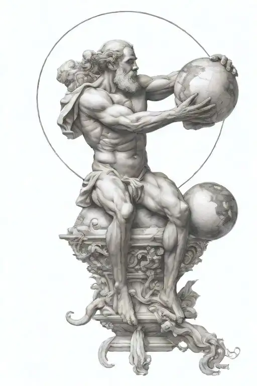 Atlas holding heavenly spheres joined tattoo design idea