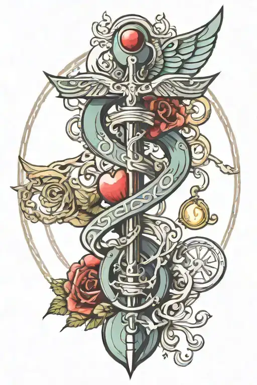 diabetes medical caduceus intertwined tattoo design idea