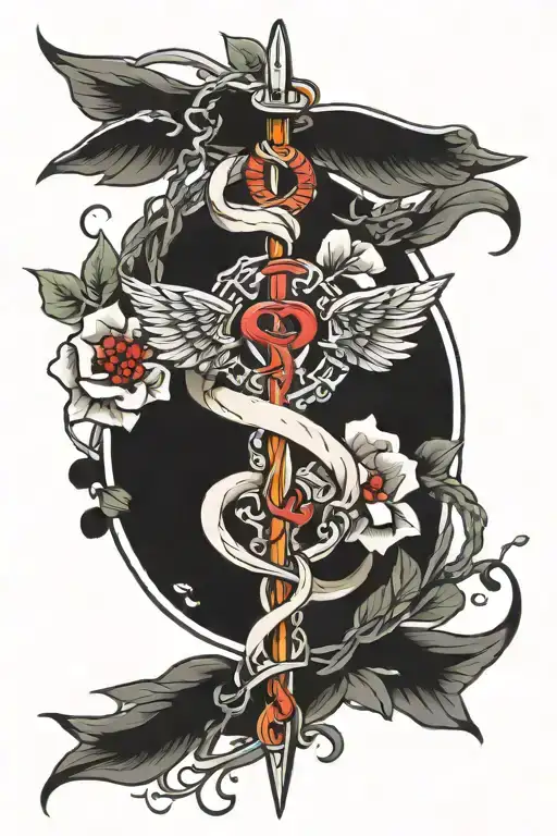 diabetes medical caduceus intertwined tattoo design idea