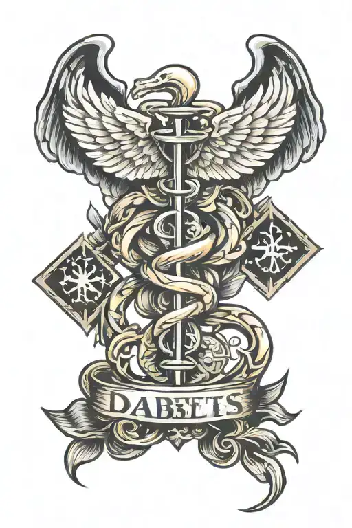 diabetes medical caduceus intertwined tattoo design idea