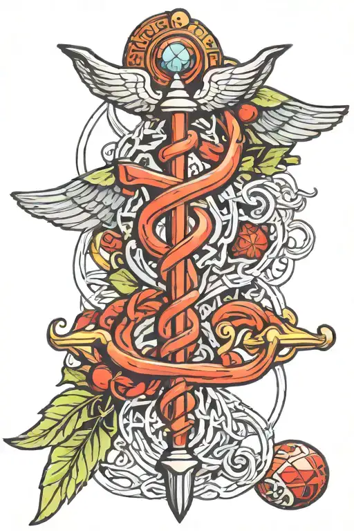 diabetes medical caduceus intertwined symbolizing tattoo design idea
