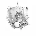 dog and cat paw print with nature tattoo design idea
