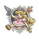 Princess peach dabbing tattoo design idea