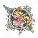 Princess peach dabbing tattoo design idea