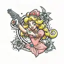Princess peach dabbing tattoo design idea