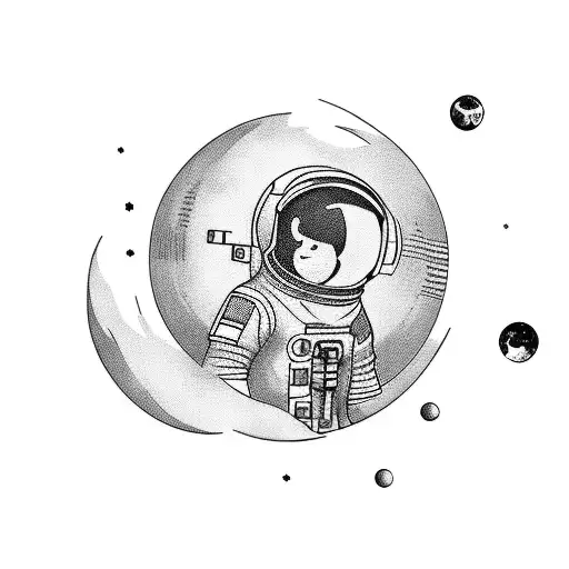 A minimalist tattoo of an astronaut floating in space tattoo design idea
