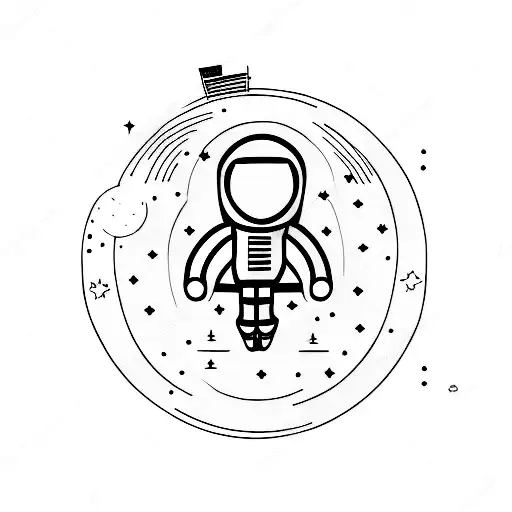 A minimalist tattoo of an astronaut floating in space tattoo design idea