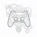 A gaming controller intertwined with Celtic symbols and runes, representing the client's love for gaming and paganism tattoo design idea