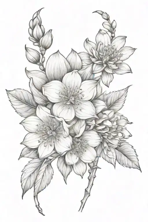 December birth flower, January birth flower, may birth flower  tattoo design idea