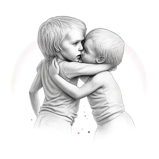 divinity hug kid tattoo design idea