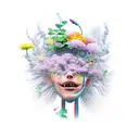 kid protected by divinity and flowers tattoo design idea