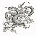 japanese snake with peonies flower tattoo tattoo design idea