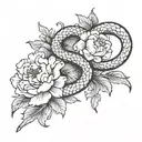 japanese snake with peonies flower tattoo tattoo design idea