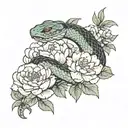 japanese snake with peonies flower tattoo tattoo design idea