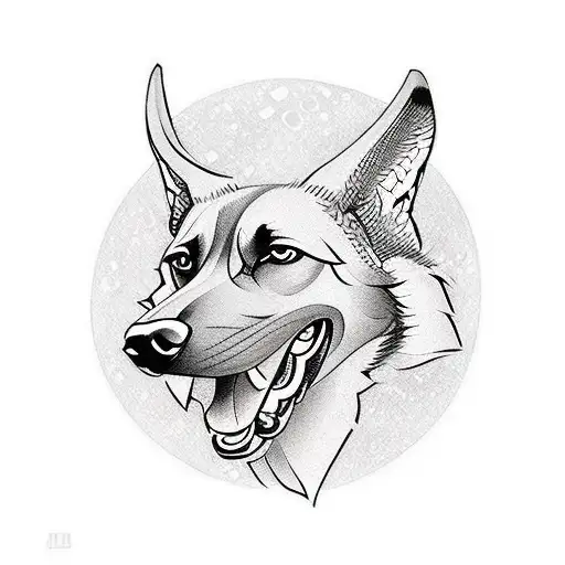 valkyrie and malinois dog tattoo design idea