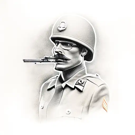 Soldier holding a gun  tattoo design idea