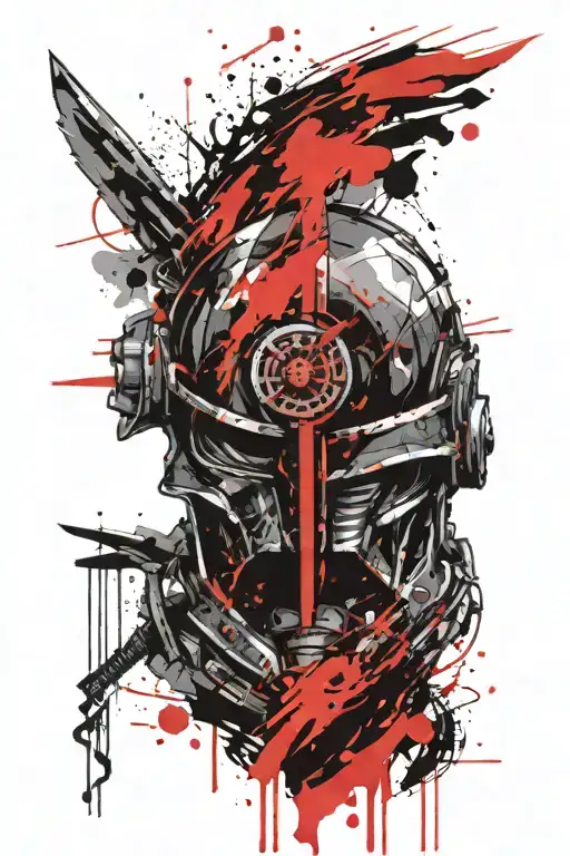 Sparta helmet red eyes tattoo design idea