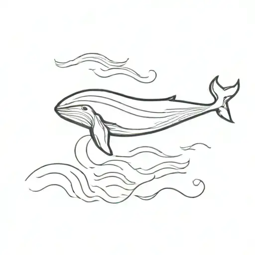 a small minimalist fine line tattoo on my wrist of a whale with a small wave below the whale tattoo design idea