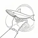 a small minimalist fine line tattoo on my wrist of a whale with a small wave below the whale tattoo design idea