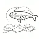 a small minimalist fine line tattoo on my wrist of a whale with a small wave below the whale tattoo design idea