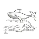 a small minimalist fine line tattoo on my wrist of a whale with a small wave below the whale tattoo design idea