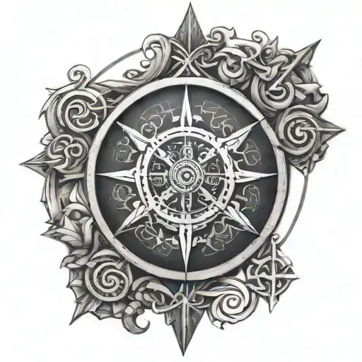 nord mythology Viking compass  tattoo design idea