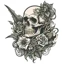 death, flowers, stoicism growth pain ocean love tattoo design idea