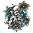 death, flowers, stoicism growth pain ocean love tattoo design idea