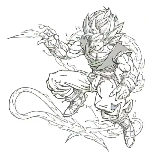 dragon ball z full body charging tattoo design idea