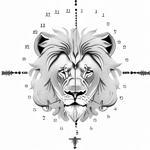 lion with clock tattoo design idea