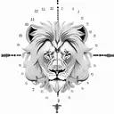 lion with clock tattoo design idea