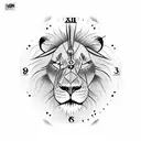 lion with clock tattoo design idea