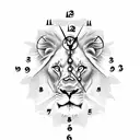 lion with clock tattoo design idea